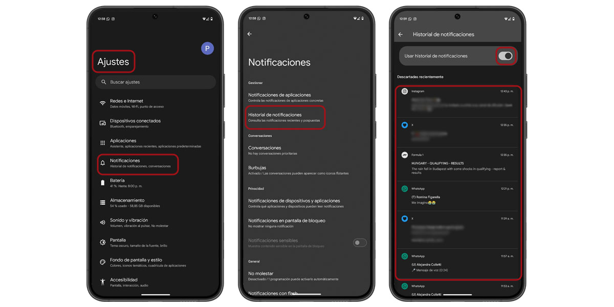 como ver historial notificaciones de whatsapp android stock