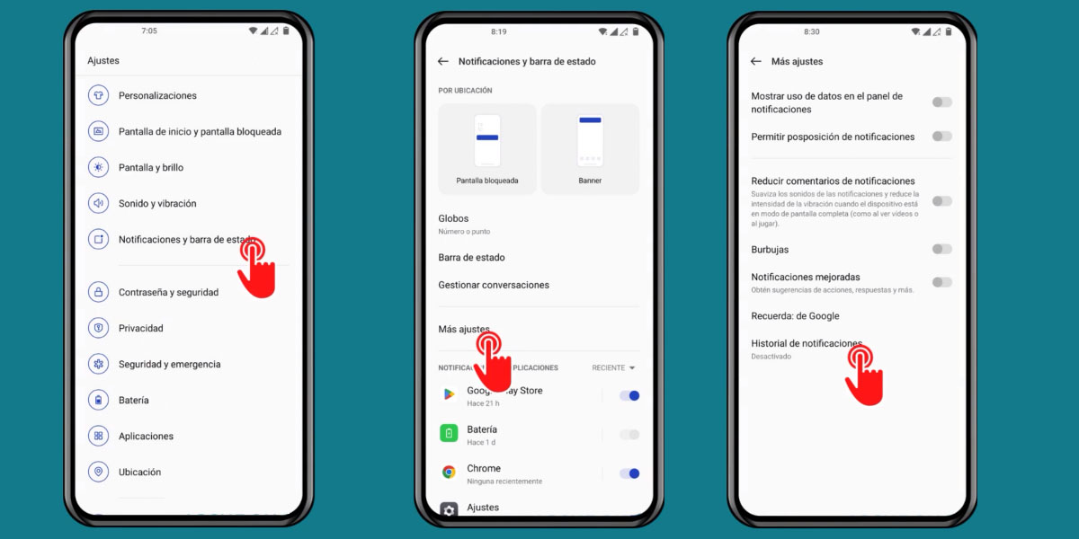 como ver historial notificaciones de whatsapp oneplus