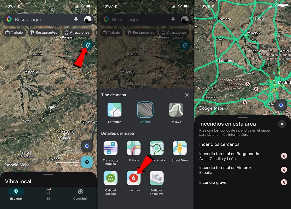 como ver los incendios activos en google maps como activar los incendios