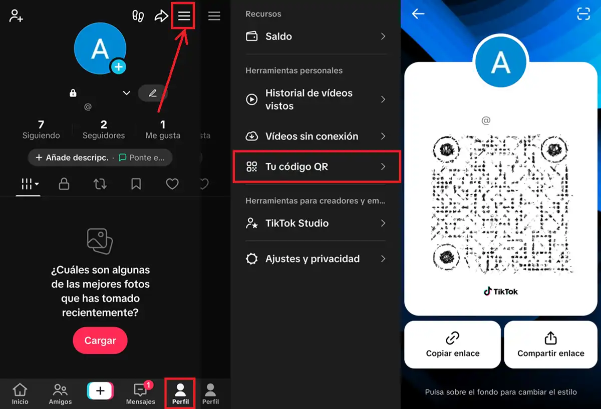 como ver tu codigo qr de tiktok