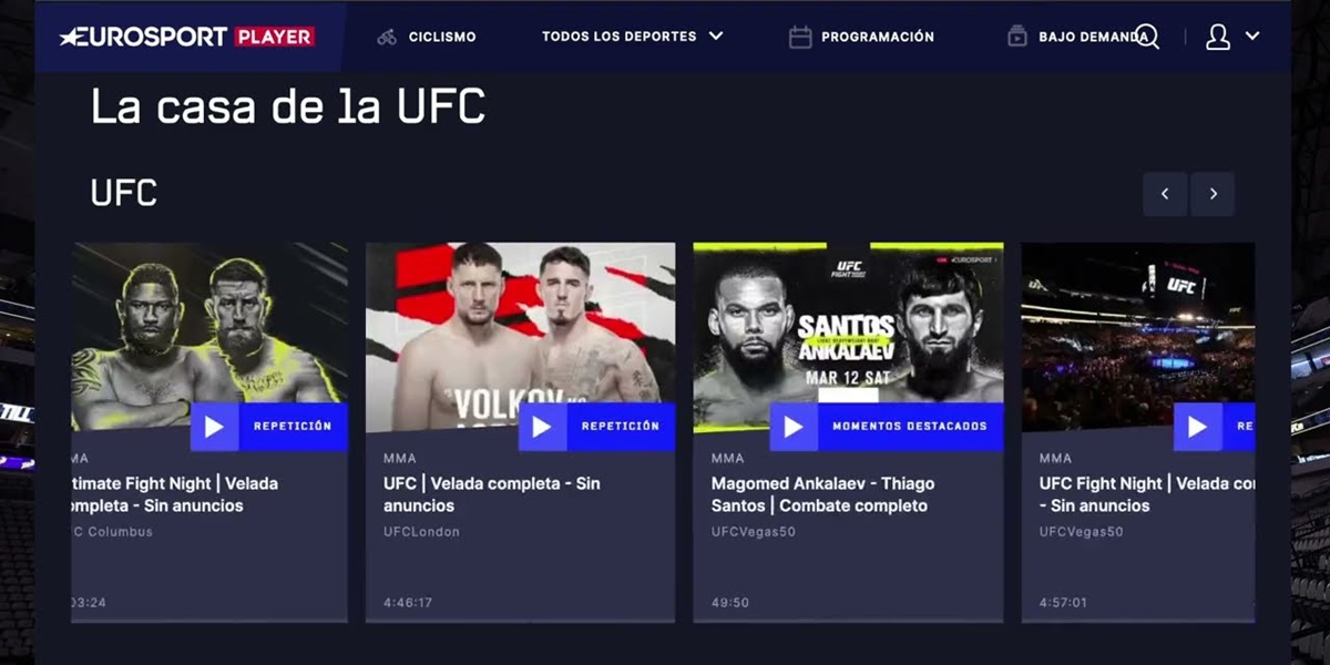 como ver ufc online eurosport player