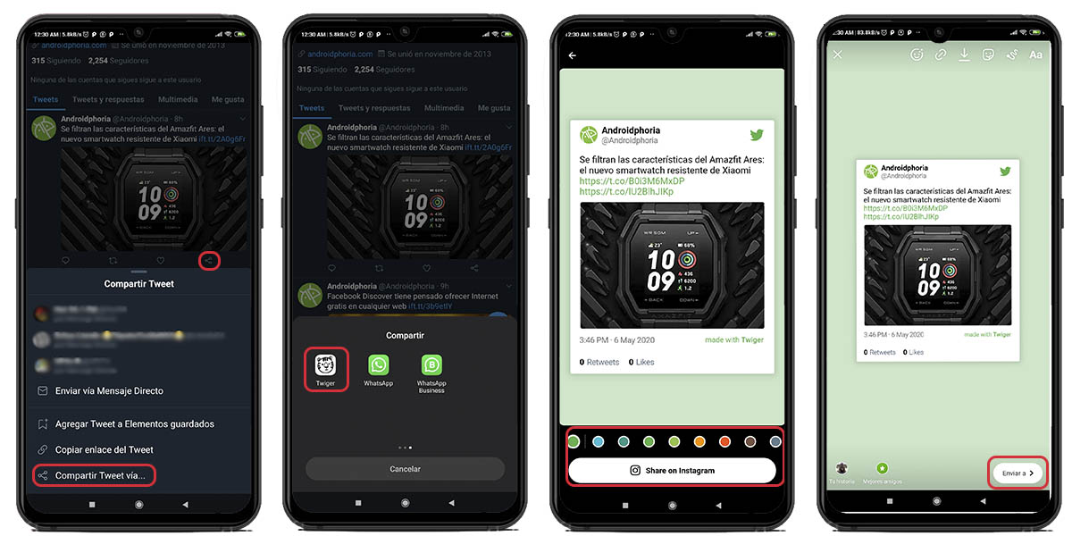 comparte tweets en instagram fácil con twiger