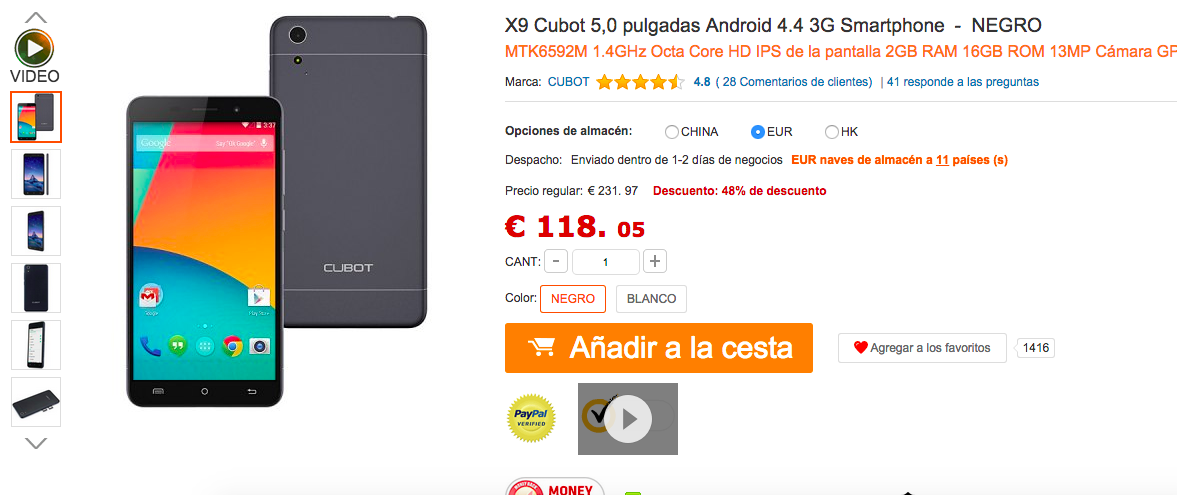 comprar-cubot-x9-muy-barato