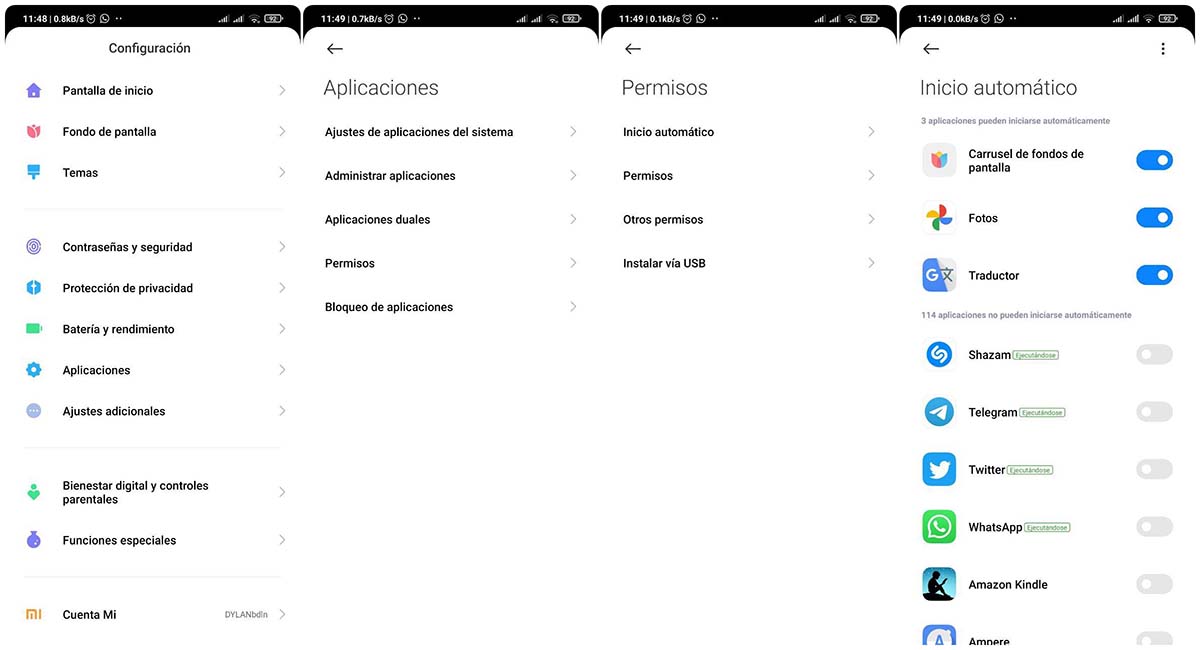 configurar inicio automatico de aplicaciones miui optimizacion ahorro de bateria