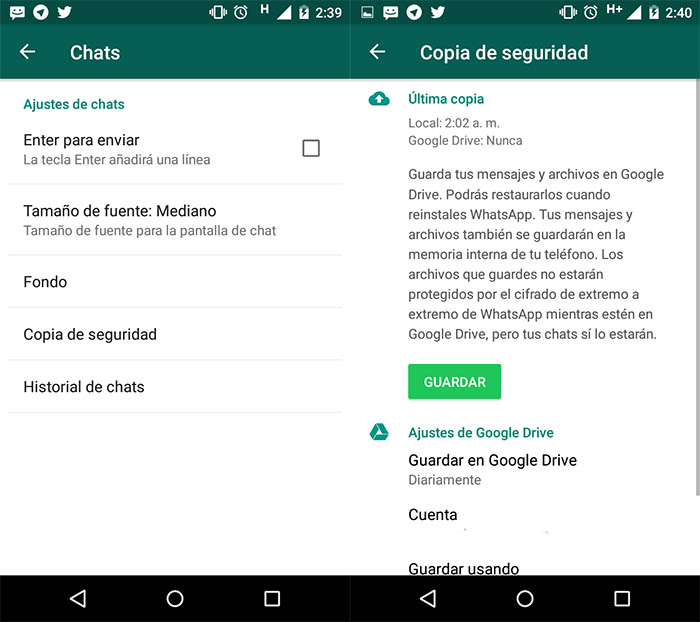 copia de seguridad de WhatsApp