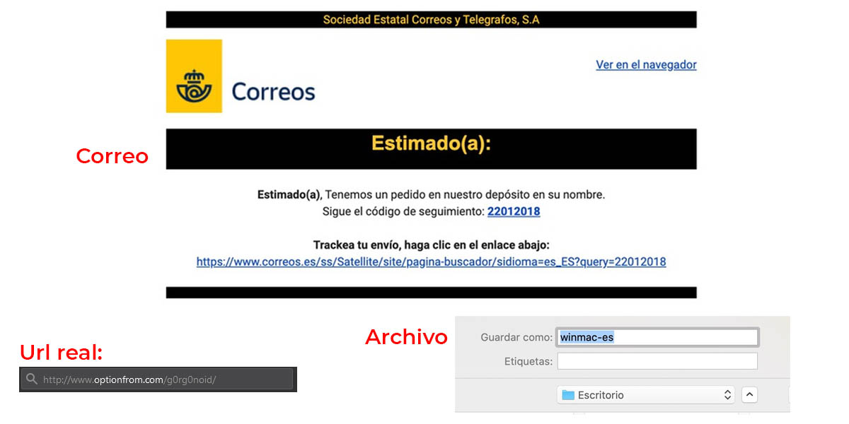 correos seguimiento de paquete falso descargar virus