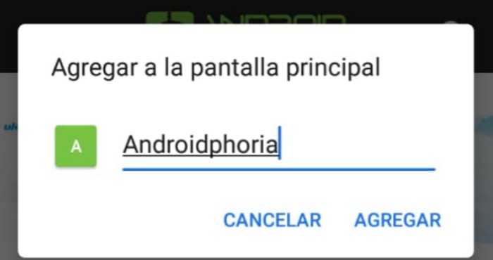 crea un acceso directo web en android