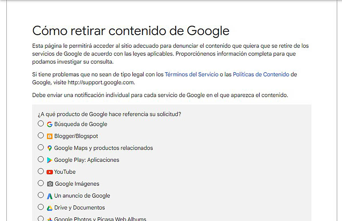 denunciar contenido google