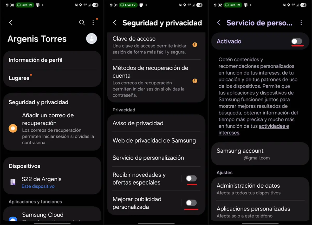 desactivar los anuncios de Samsung en el móvil Galaxy