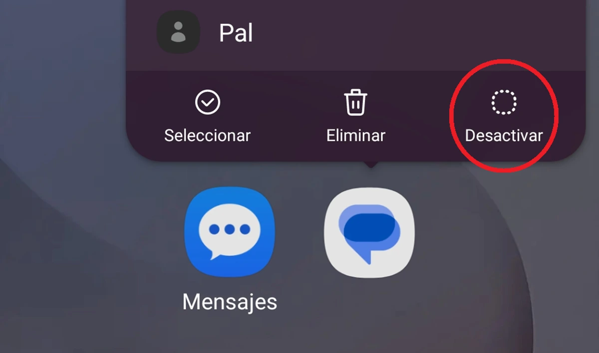 desactivar app de mensajes