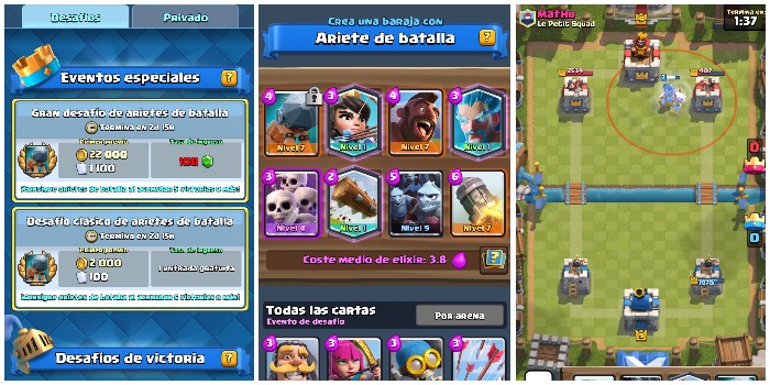 desafio arietes de batalla clash royale