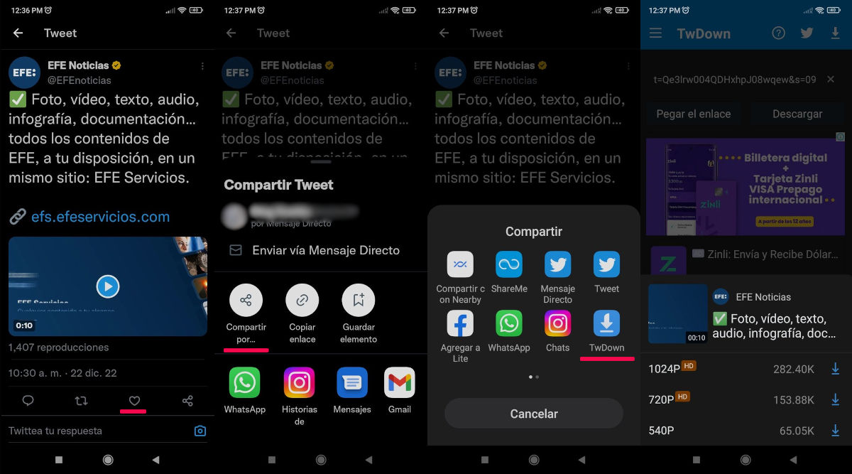 descarga un video de twitter a tu movil