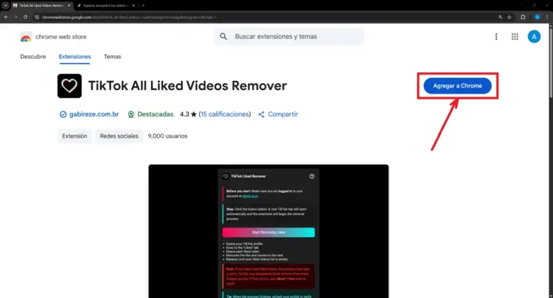 descargar extension TikTok All Liked Videos Remover para chrome