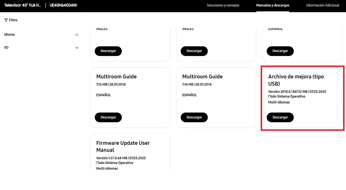 descargar firmware para smart tv samsung