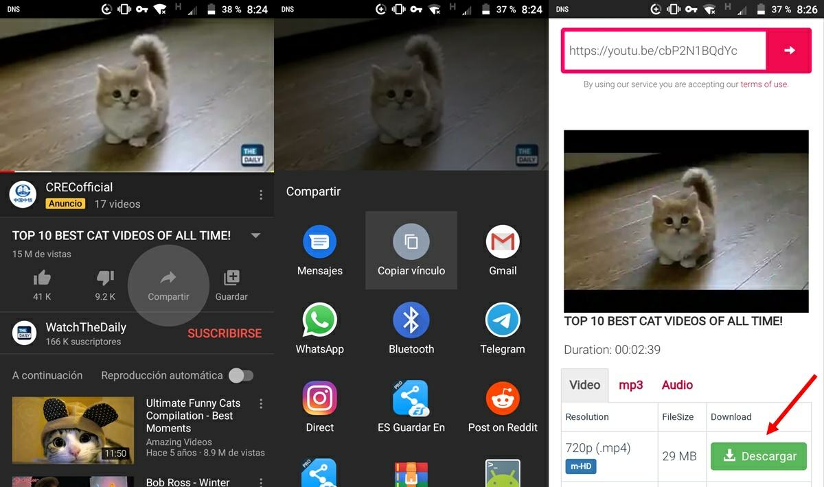 descargar video de youtube en android para whatsapp