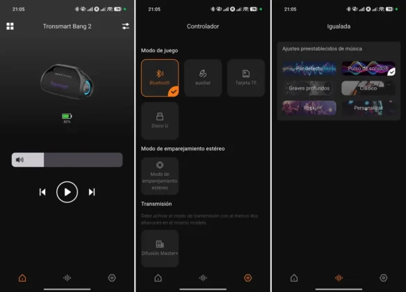 desde la app puedes controlar la reproduccion ajustar el el ecualizador las luces y la conexion Tronsmart Bang 2