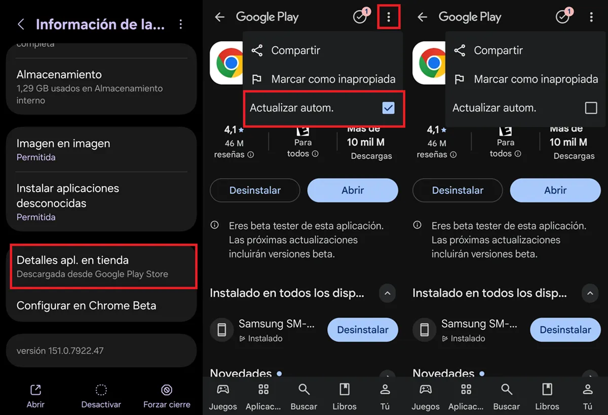 deshabilitar actualizaciones automaticas de chrome en tablet