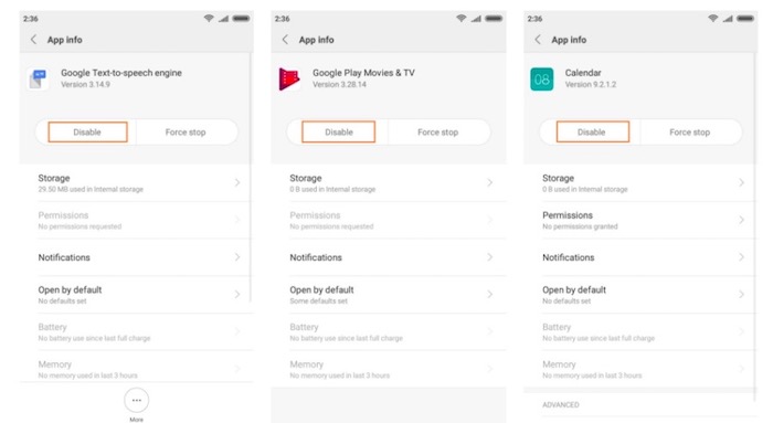 deshabilitar apps de fabrica en xiaomi