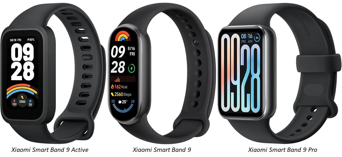 diferencias entre la Xiaomi Smart Band 9 Active Xiaomi Smart Band 9 y Xiaomi Smart Band 9 Pro