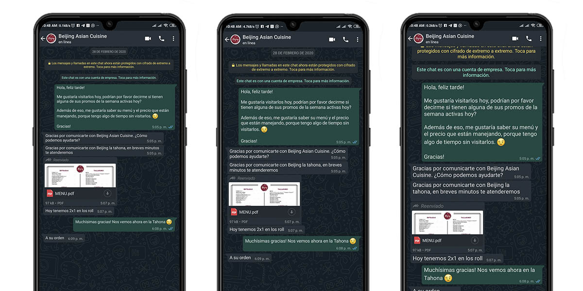distintos tamaños de letras en WhatsApp