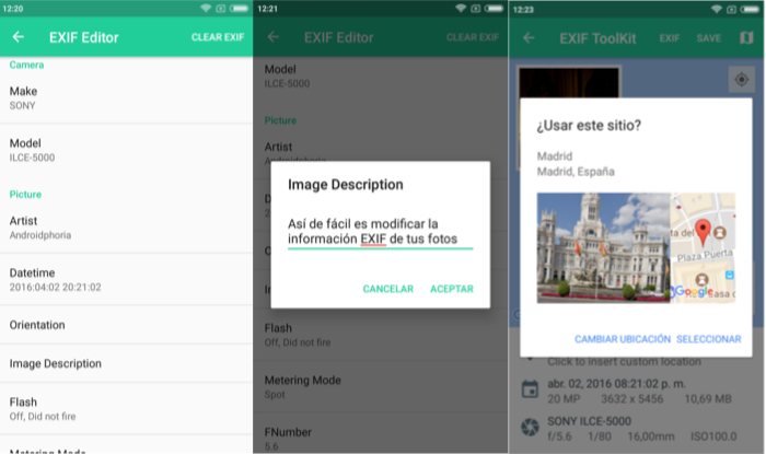 editar informacion exif android