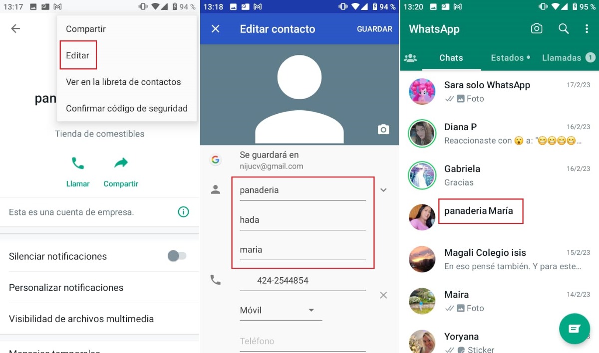 editar nombre de contacto en whatsapp