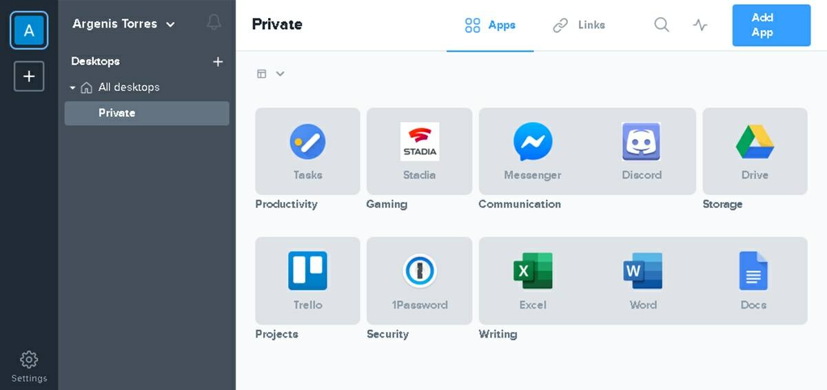 ejemplo de escritorio online en desktop