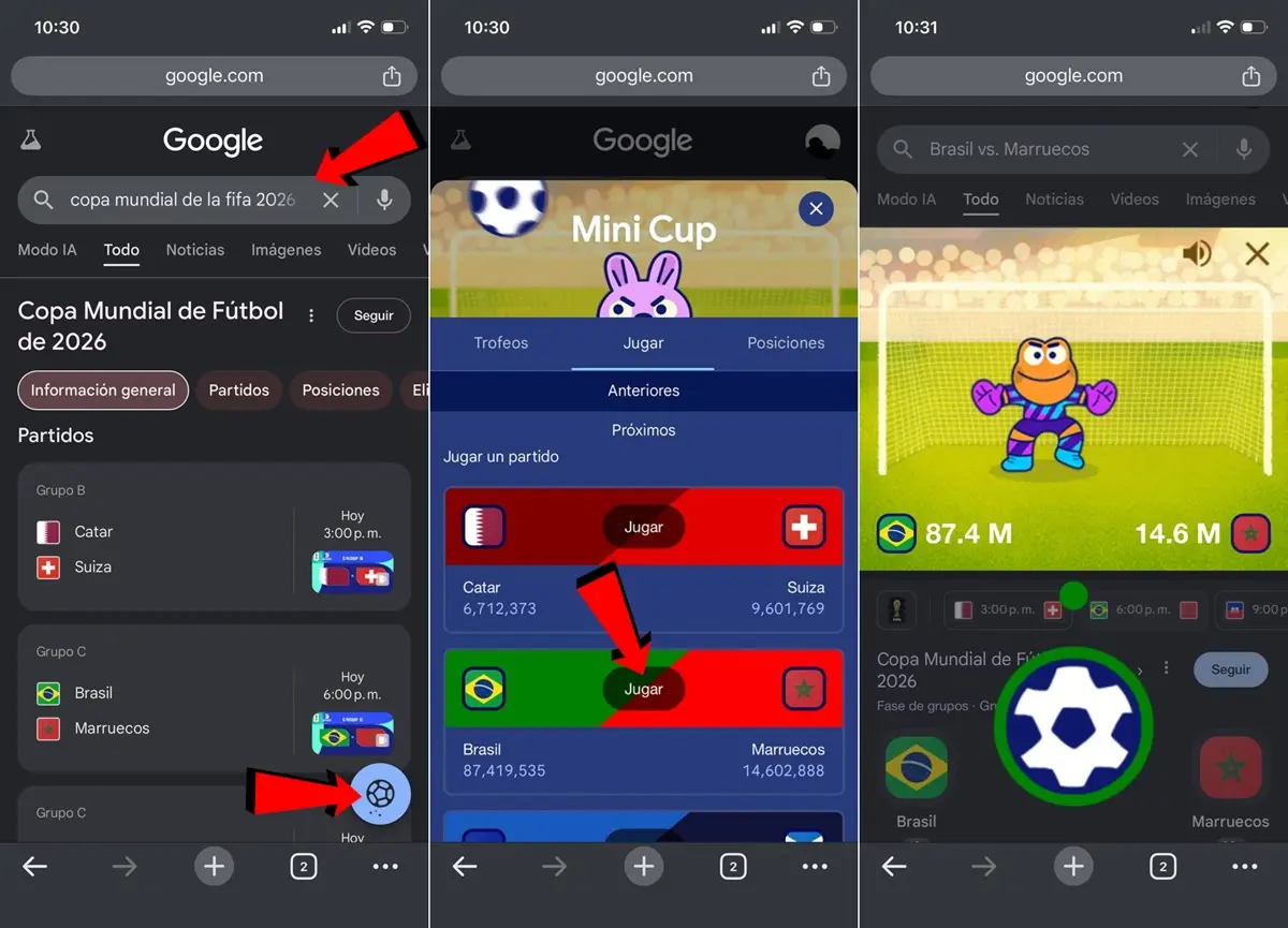 el juego de Google del Mundial de la FIFA 2026 mini cup