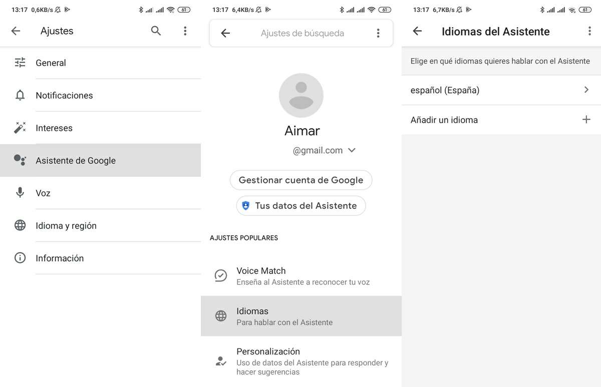 elegir idioma espanol en asistente de google