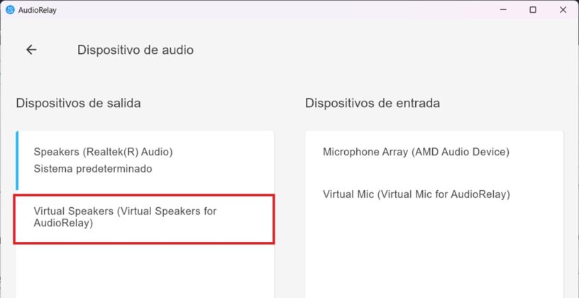 elige tu movil como salida de audio de pc en audiorelay