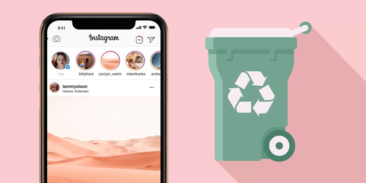 eliminado recientemente carpeta de reciclaje de instagram