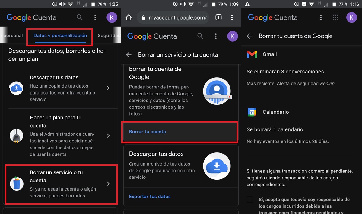 eliminar correo electronico gmail