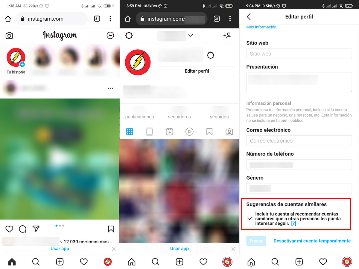 eliminar de sugerencias instagram