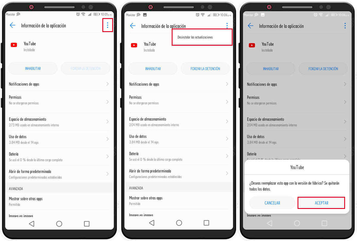 eliminar las actualizaciones de youtube