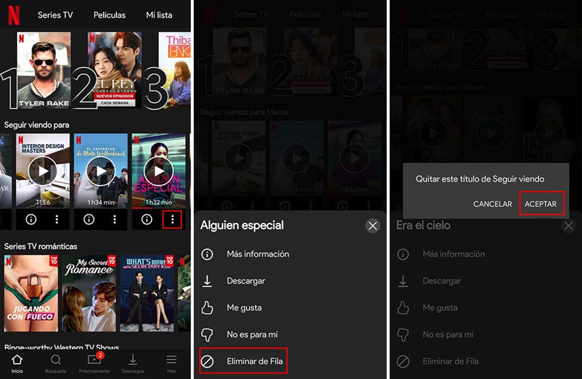 eliminar seguir viendo netflix
