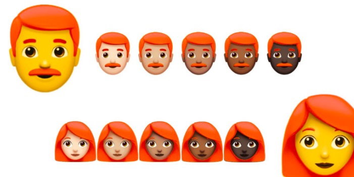 emojis pelo rojo