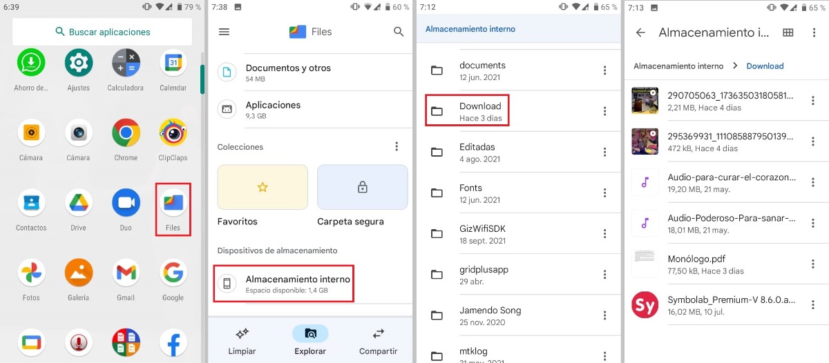 encontrar descargas en android desde almacenamiento interno