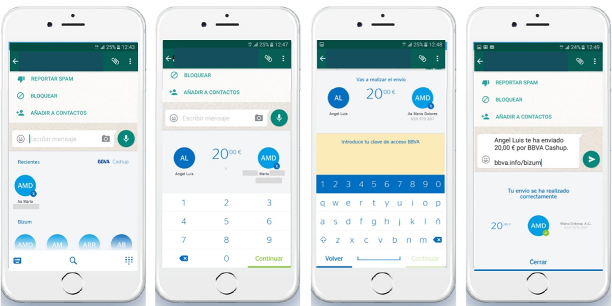 enviar bizum por whatsapp con bbva cashup