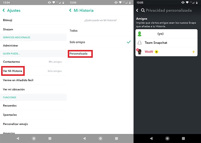 evitar que alguien vea mis historias snapchat paso- 2