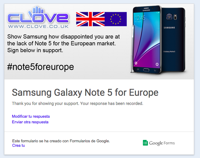 firmar peticion galaxy note 5 en europa