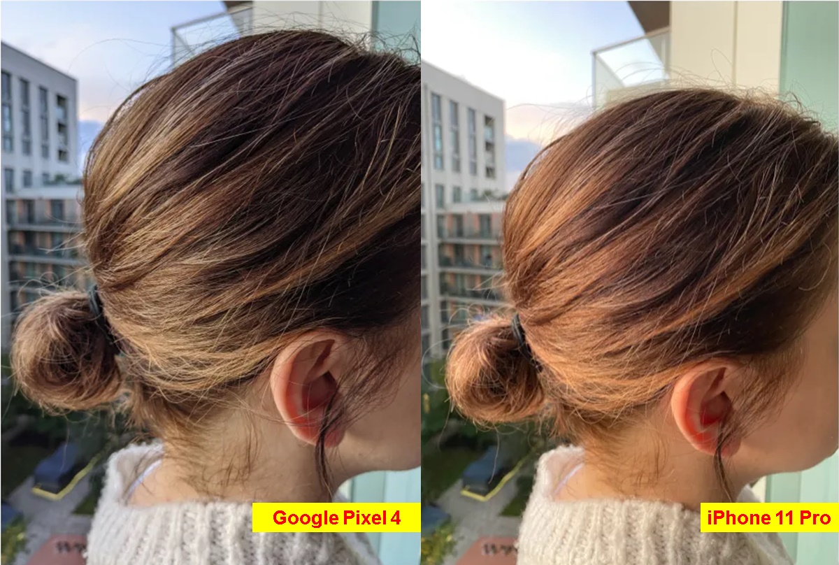 foto cabello iphone 11 pro vs google pixel 4