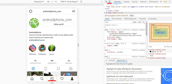 fotos a instagram desde pc pasos