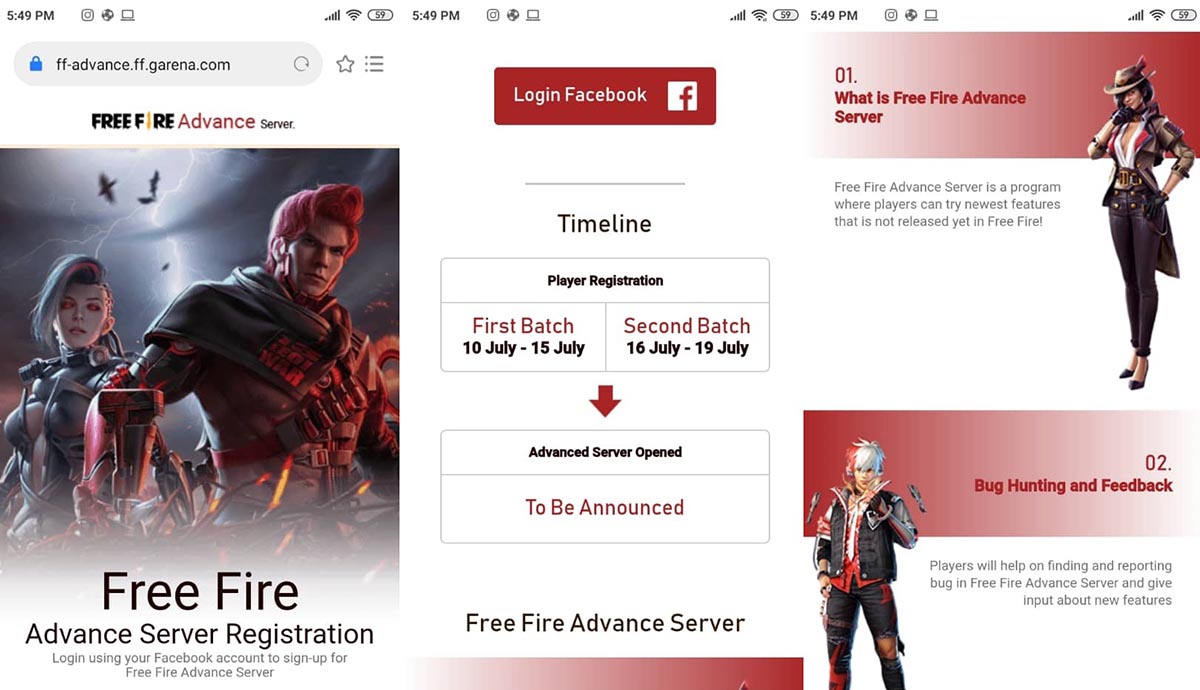 free fire advanced server