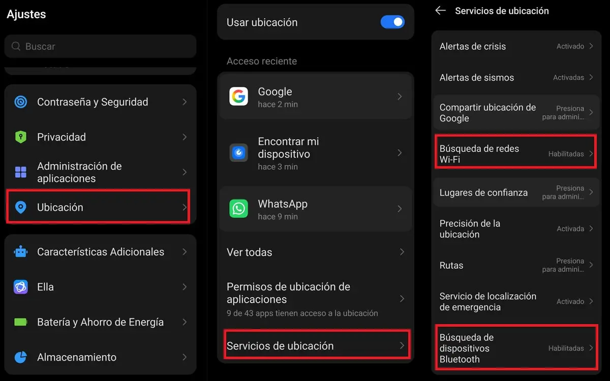 Desactivar los escaneos automáticos de WiFi y Bluetooth en Android