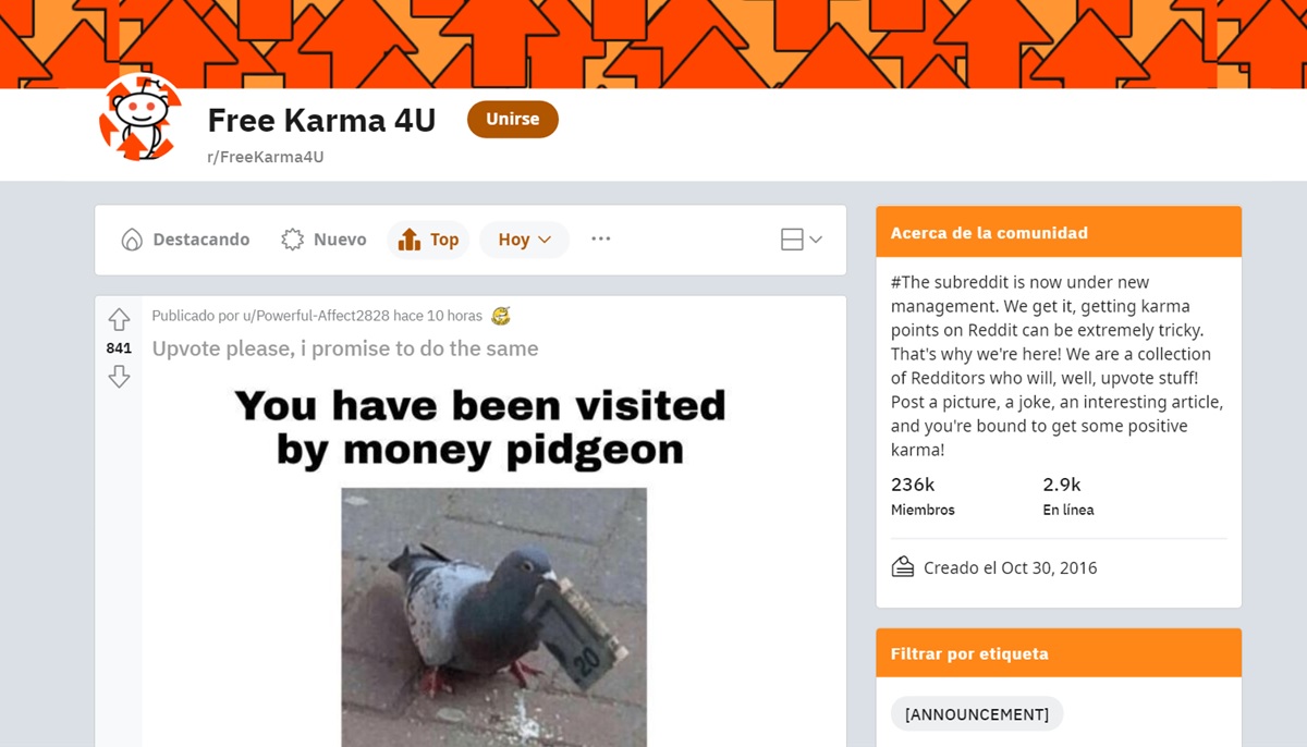 ganar karma subreddit