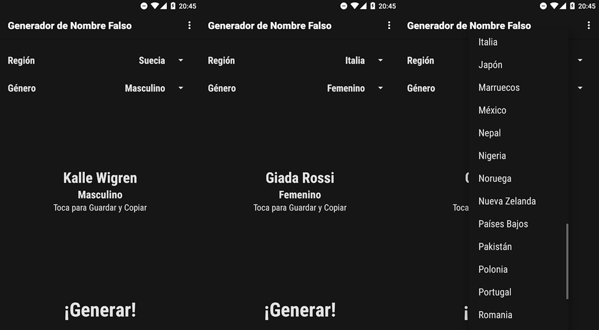 generador de nombre falso app