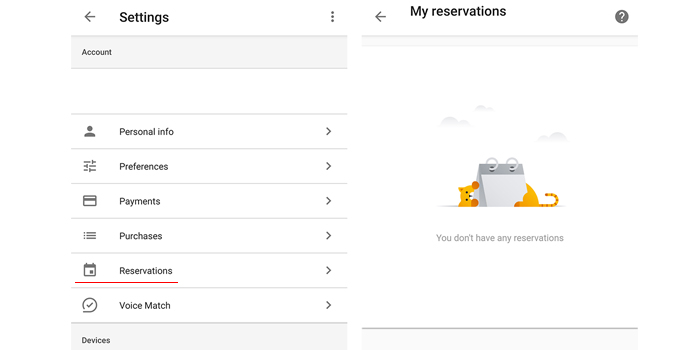 google assistant como entrar reservas