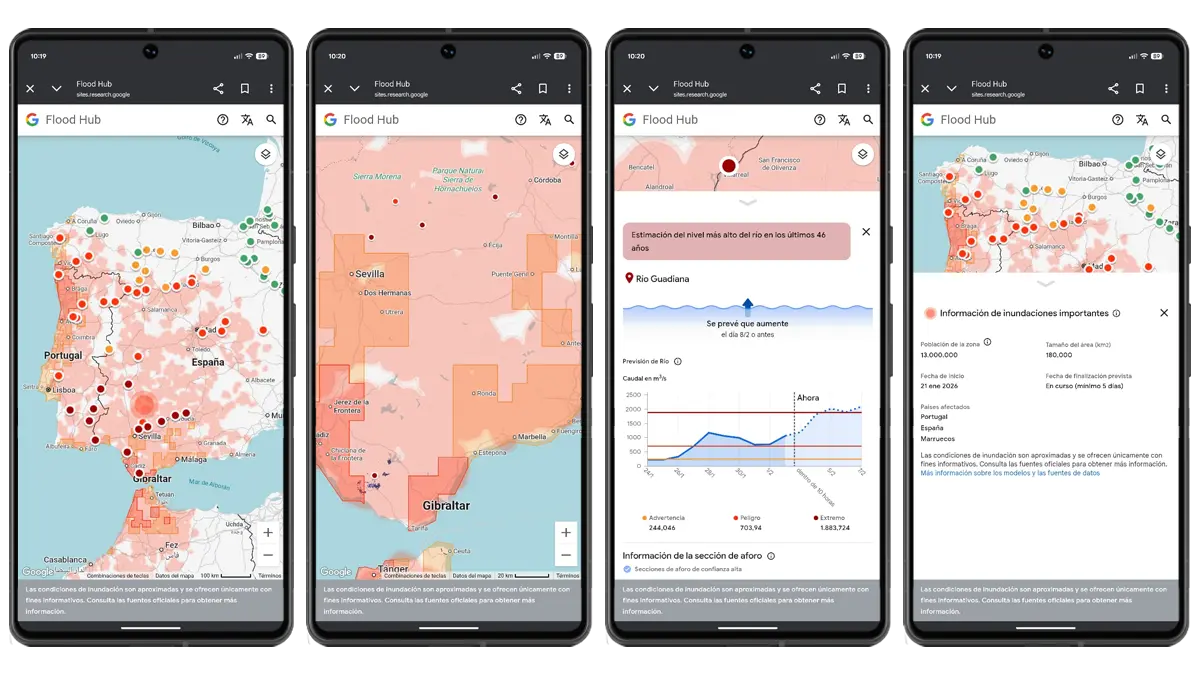 google flood hub como funciona significado leyenda