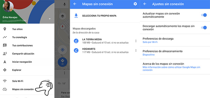 Google Maps sin conexión guardar mapas
