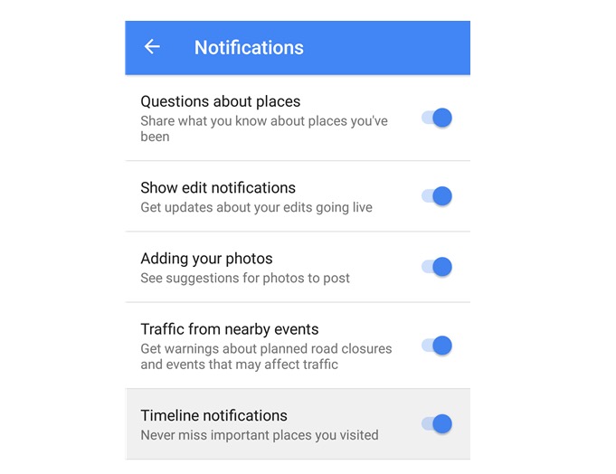 google maps timeline